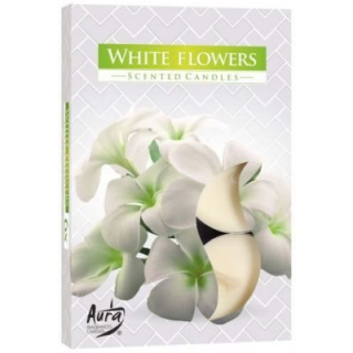 Aura vonné čajové sviečky biele kvety 6ks
