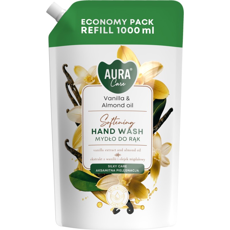 Aura tekuté mydlo Vanilla&Almond oil náhradná náplň 1L