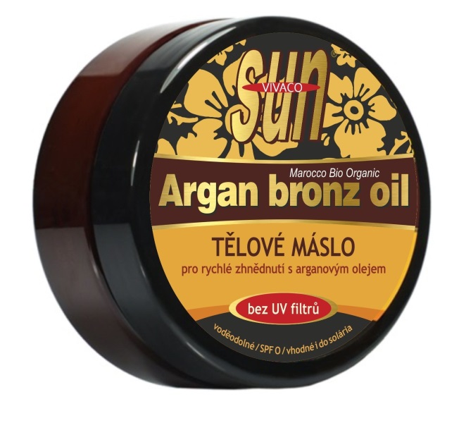 Vivaco telové maslo s argánovým olejom pre rýchle zhnednutie bez UV filtra 200ml