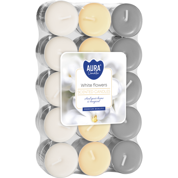 Bispol čajové sviečky voňavé biele kvety 30ks