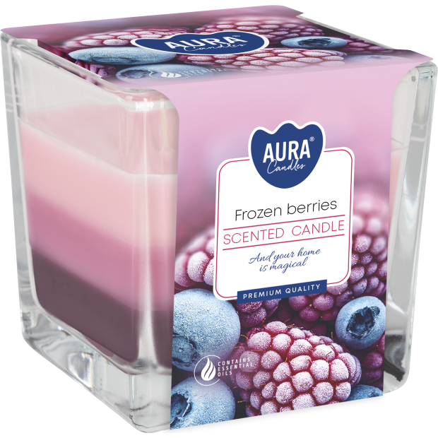 Bispol trojfarebná vonná sviečka v skle Frozen Berries snk80-314
