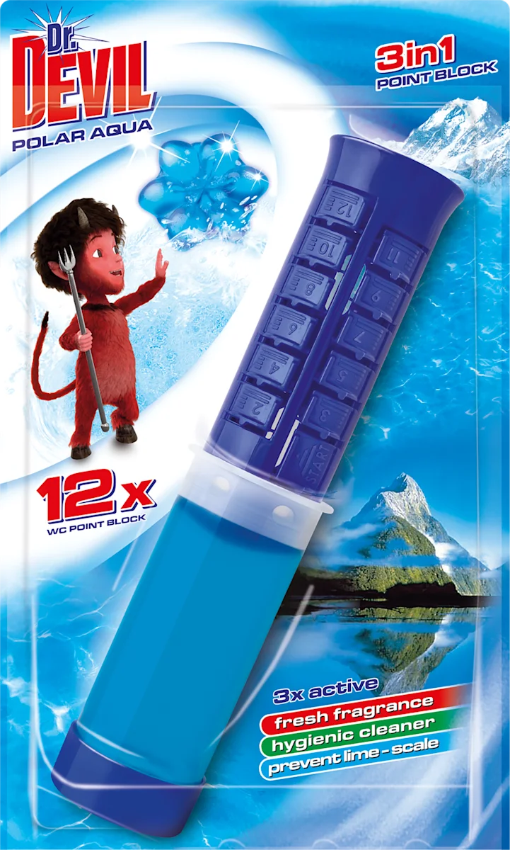 Dr. Devil 3in1 Point Block Polar Aqua gélový čistič WC 75 ml 12 dávok