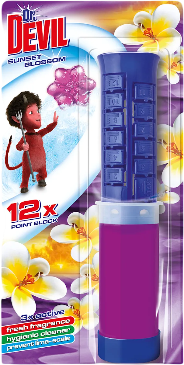 Dr. Devil 3in1 Point Block Sunset Blossom gélový čistič WC 75 ml 12 dávok