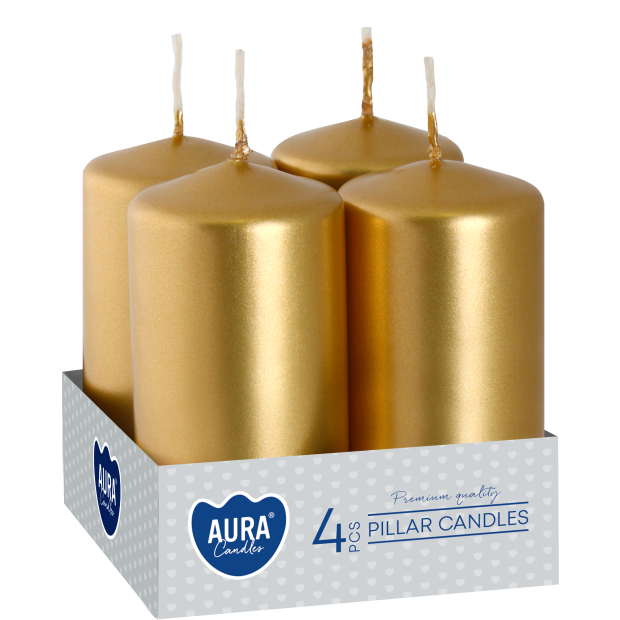 Bispol Adventné sviečky SW40/80 – zlaté metalické, sada 4 ks