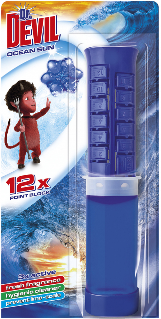 Dr. Devil 3in1 Point Block Ocean Sun gélový čistič WC 75 ml 12 dávok