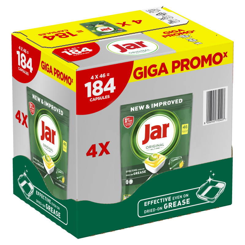 Jar Original GIGA kapsule do umývačky riadu Lemon ALL in ONE 184ks