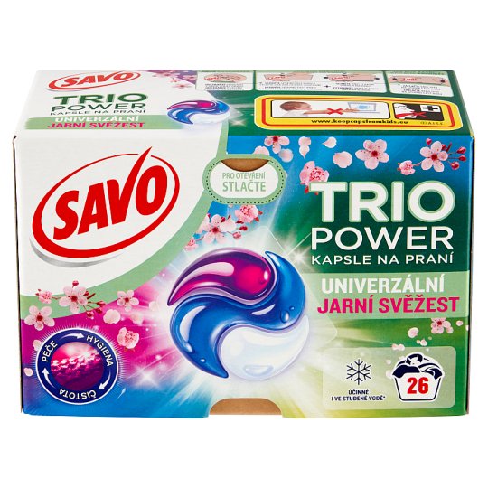 Savo Trio Power kapsule na pranie univerzál jarná sviežosť 26 praní