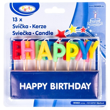 Narodeninové sviečky Happy Birthday 13ks
