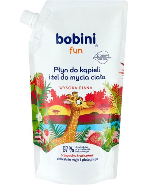 Bobini Fun pena do kúpeľa+sprchový gél jahoda 500ml náhradná náplň