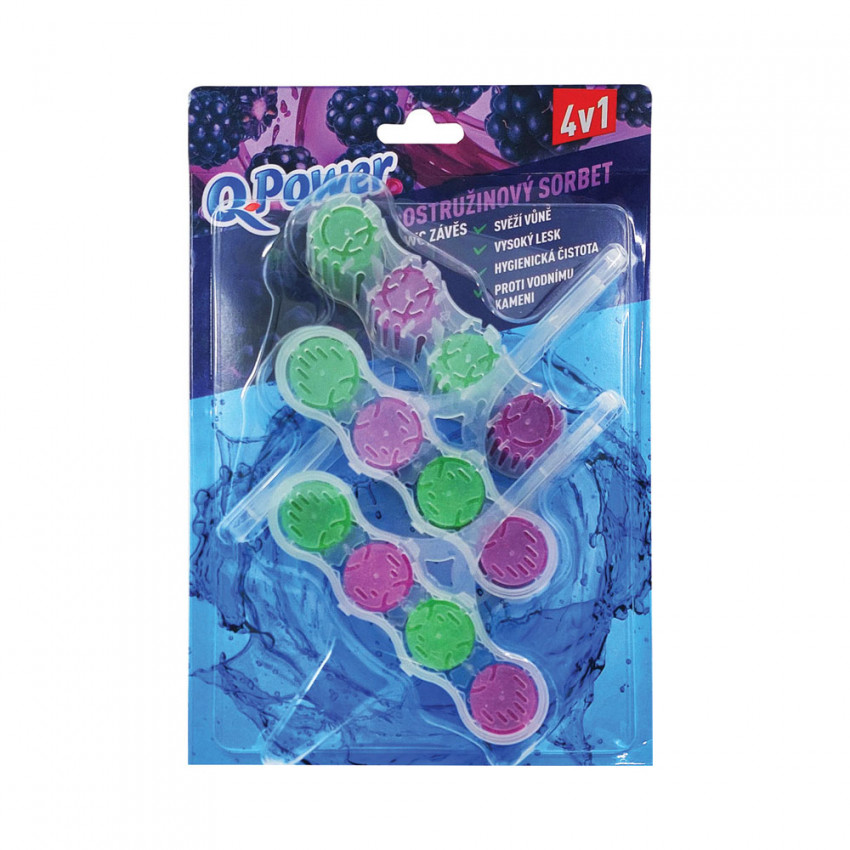 Q Power WC závesný košík 4v1 Ostružinový sorbet 3x45g