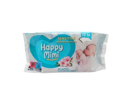 Happy Mimi detské vlhčené utierky s mandľovým olejom 72ks