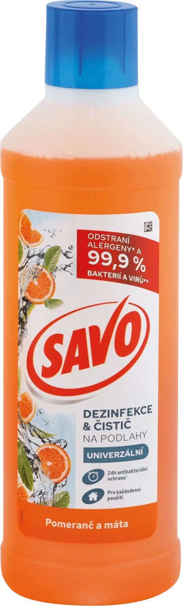 SAVO dezinfekcia a čistič na podlahy Pomaranč a Mäta 1L