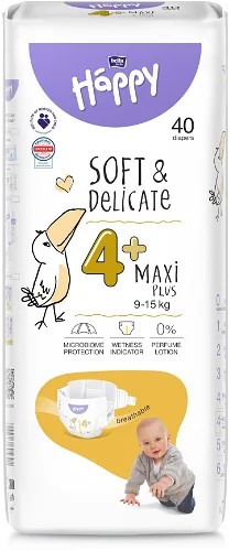 Bella Happy Soft&delicate plienky Maxi plus 9-15kg 40ks