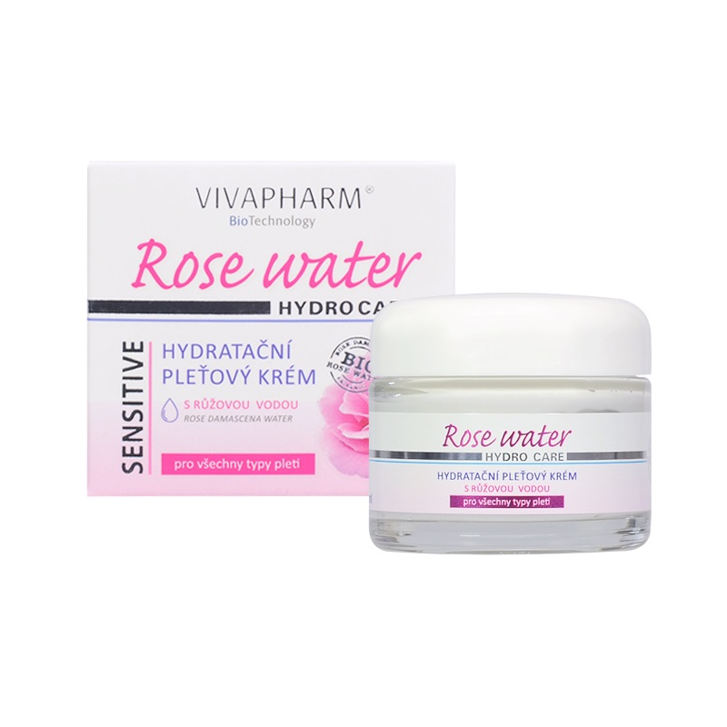 Vivapharm hydratačný pleťový krém Rose water s ružovou vodou 50ml