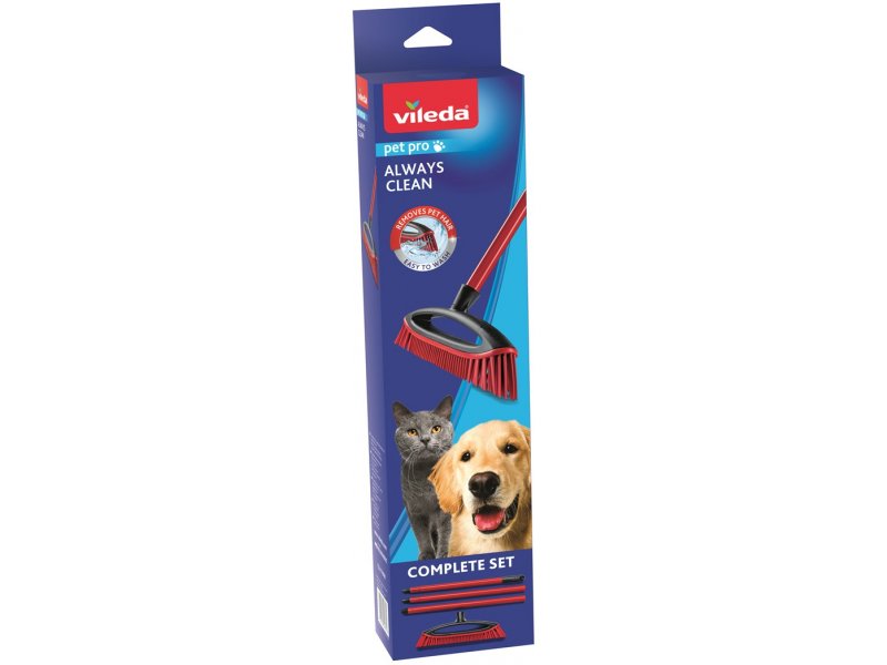 VILEDA Pet kompletný set metla+tyč na odstraňovanie zvieracích chĺpkov 120cm