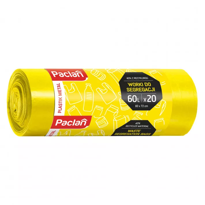 Paclan vrecia žlté na plasty 60x72cm 60L/20ks
