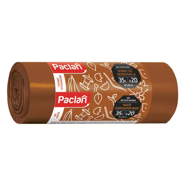 Paclan vrecia hnedé na bio odpad 50x60cm 35L/20ks