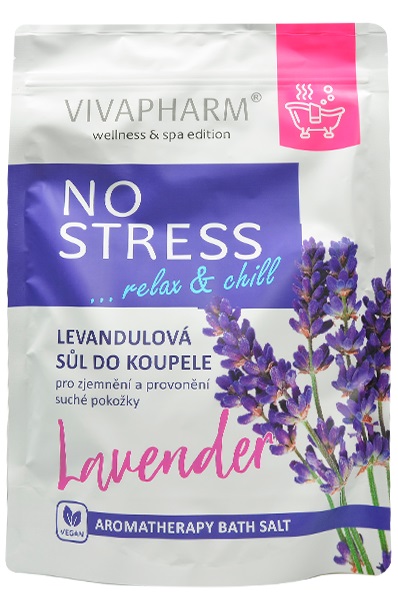 Vivaco VIVAPHARM Soľ do kúpeľa levanduľa NO STRESS relax&chill 1000g