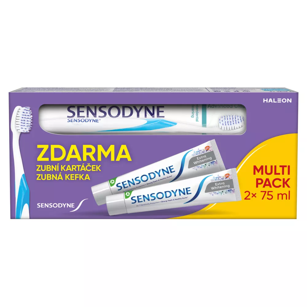 Sensodyne zubná pasta Extra whitening 2x 75ml + zubná kefka