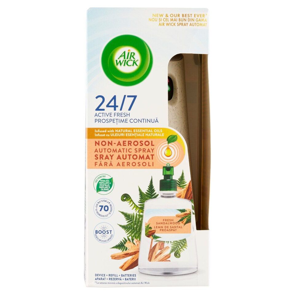 Air wick 228ml 24/7 active strojček + náplň santalové drevo