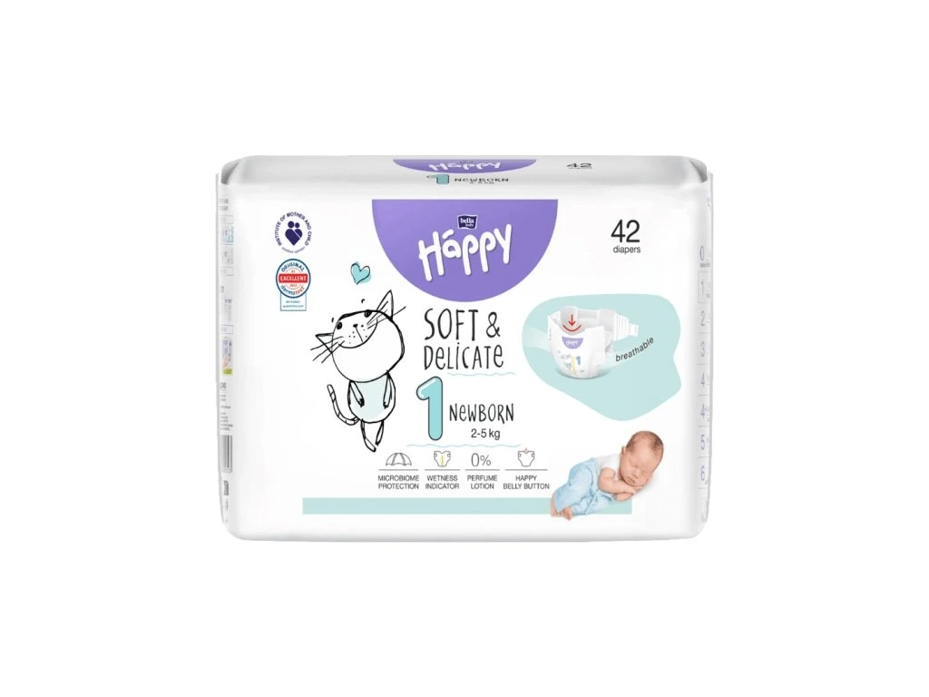 Bella Happy Soft&delicate plienky Newborn 2-5kg 42ks