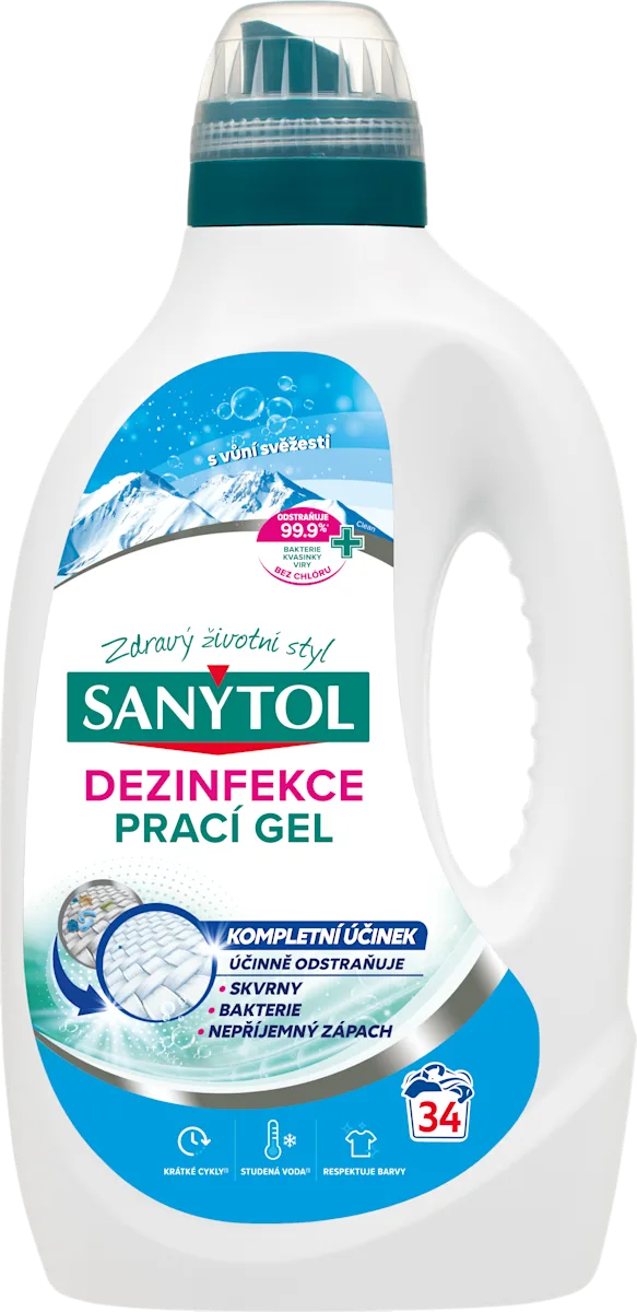 Sanytol dezinfekčný gél na pranie svieža vôňa 1,7L/34 pracích dávok