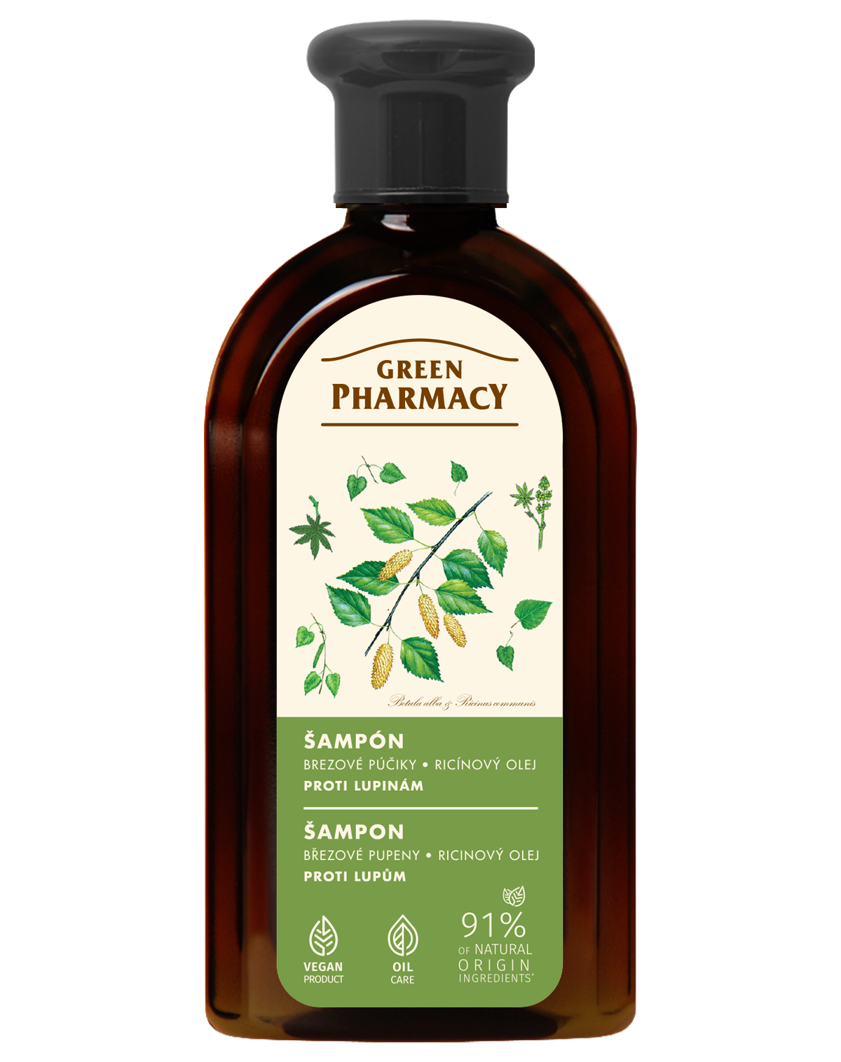 Green Pharmacy šampón Brezové púčiky a ricínový olej 350ml