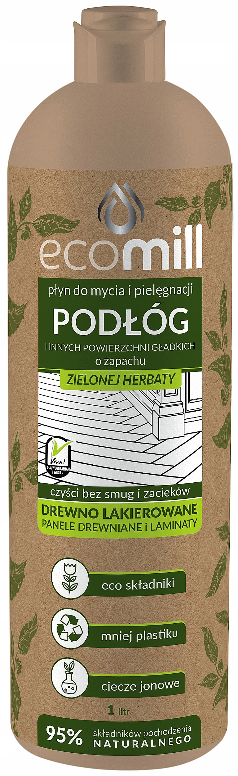 Ecomill čistič na drevené a laminátové podlahy zelený čaj 1L