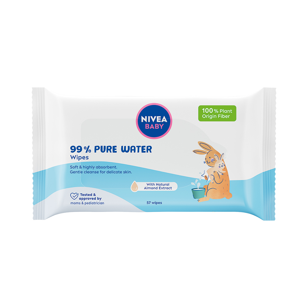 Nivea BABY detské čistiace obrúsky 99% vody 57ks