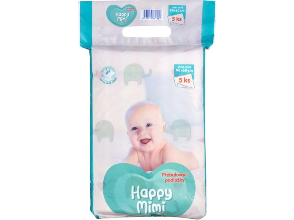 HAPPY MIMI DETSKÉ PREBAĽOVACIE PODLOŽKY 90x60cm 5ks