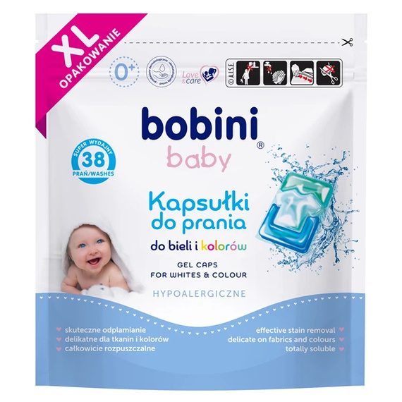 Bobini Baby kapsule na pranie bieleho a farebného prádla 38ks