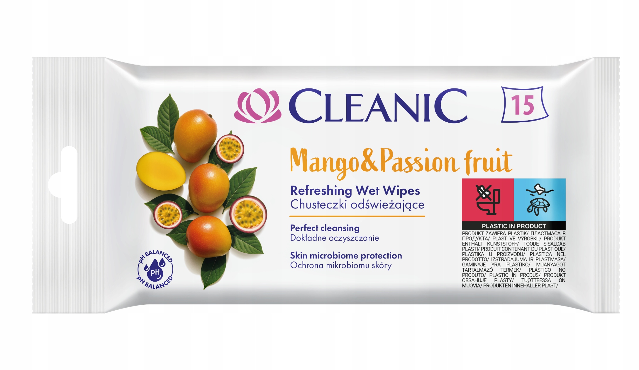 Cleanic vlhčené osviežujúce obrúsky MANGO-PASSION FRUIT 15ks