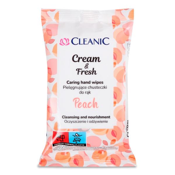 Cleanic vlhčené osviežujúce obrúsky CREAM&FRESH Broskyňa 15ks