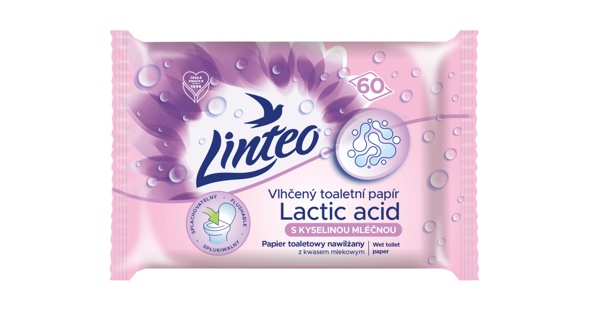 Linteo vlhčený toaletný papier s kyselinou mliečnou 60ks