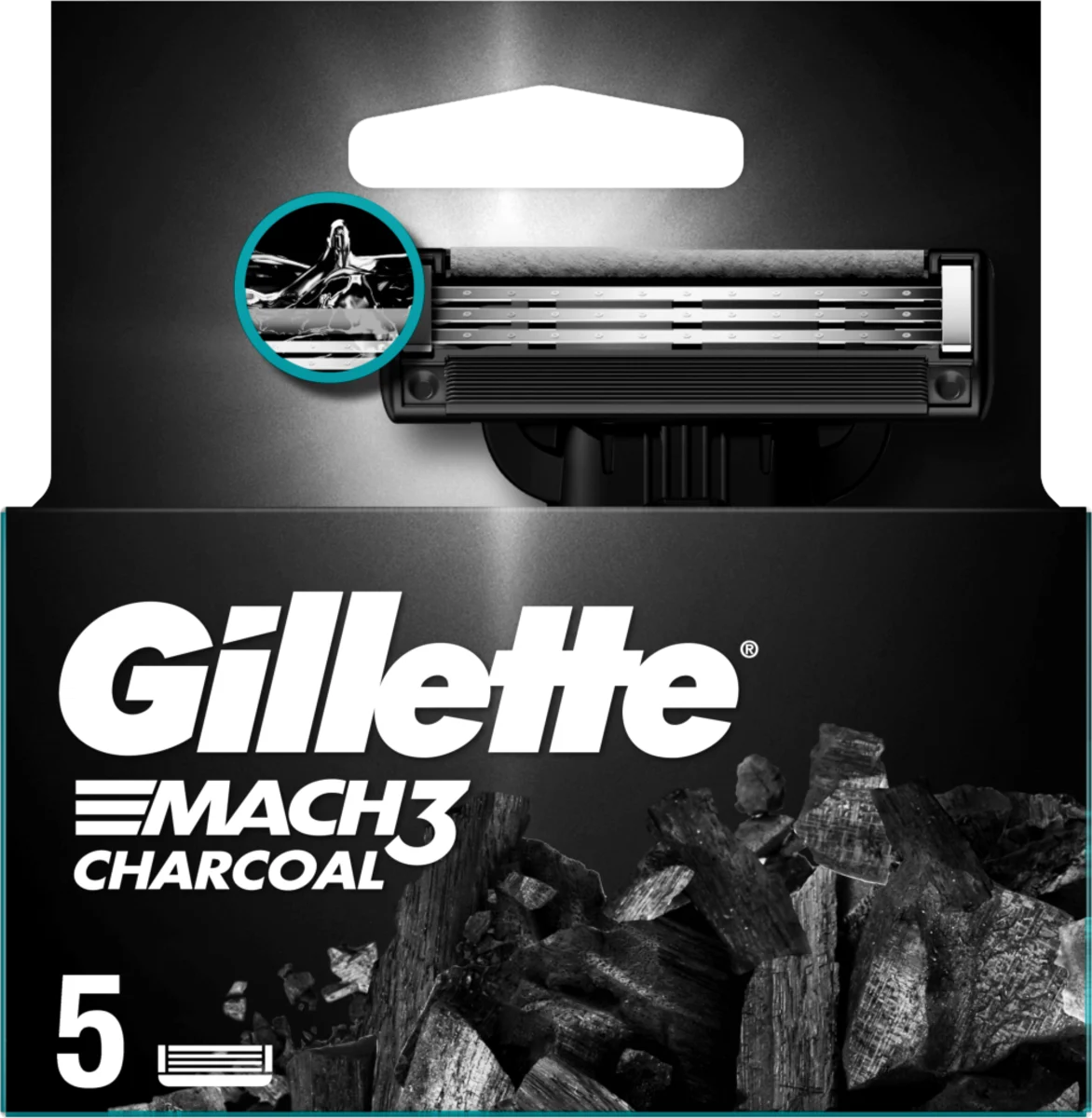 Gillette Mach3 Charcoal náhradné hlavice 5ks