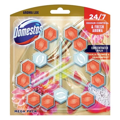 Domestos Power 5 Dahlia & Dragonfruit závesný WC blok 3 x 55 g