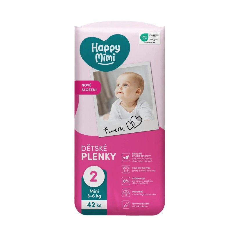 Detské plienky Happy Mimi Flexi Comfort Mini 2 (3 – 6 kg) 42 ks