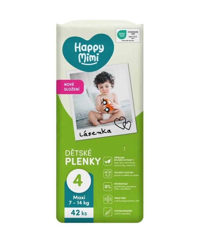 Detské plienky Happy Mimi Flexi Comfort Maxi 4 (7 – 14 kg) 42 ks