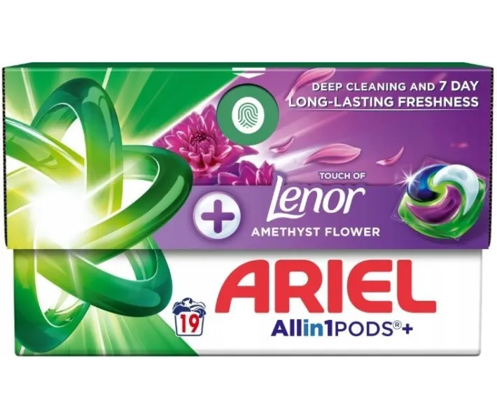 Ariel All-in-1 Pods Touch of Lenor Amethyst Flower kapsule na pranie 19 ks