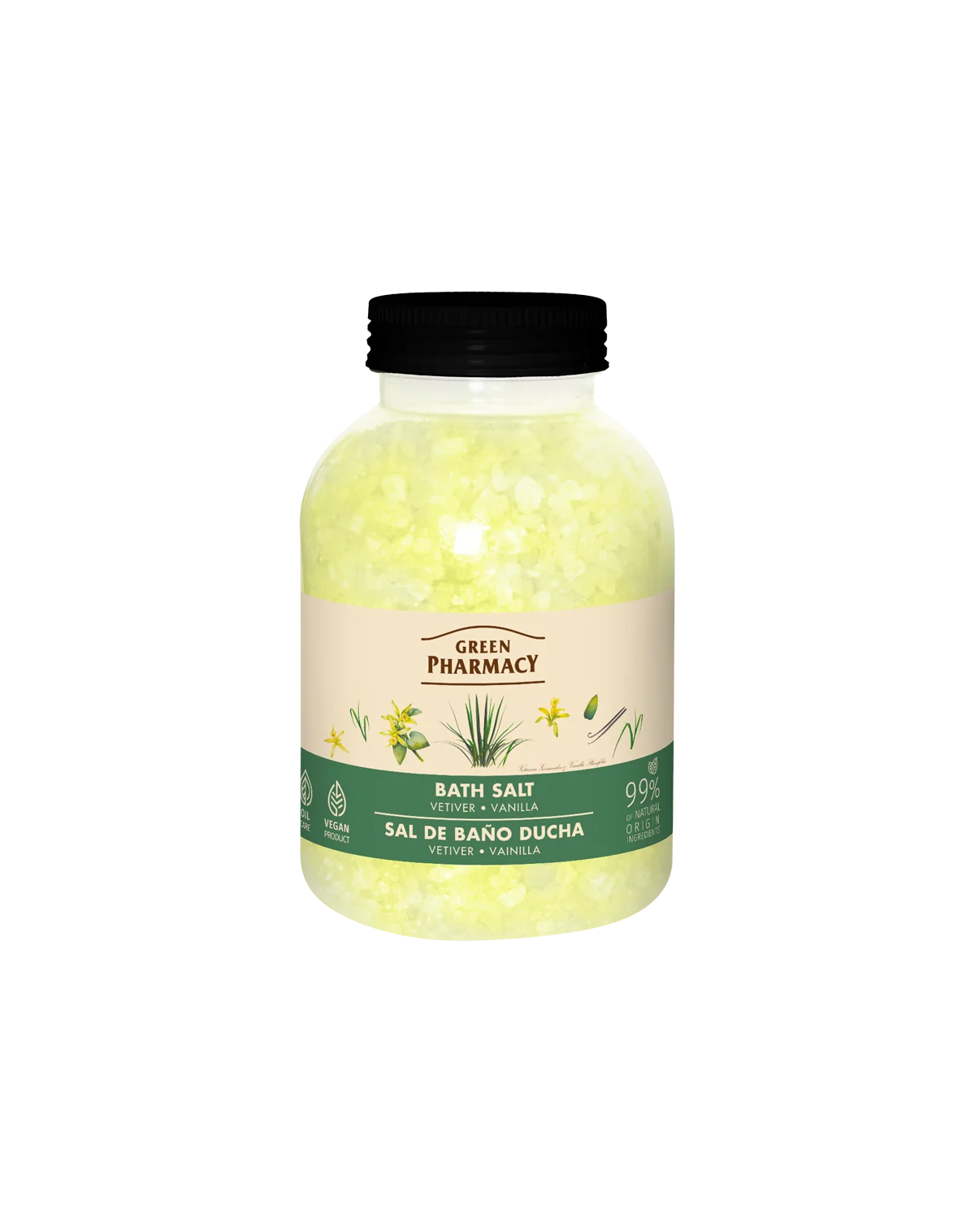 Green Pharmacy kúpeľová soľ vetiver a vanilka 1000g