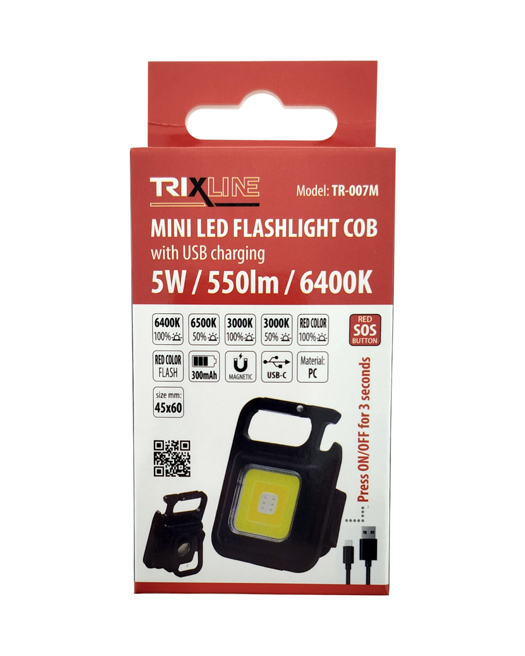 TRIXLINE mini LED svietidlo 5W COB s USB TR-007M