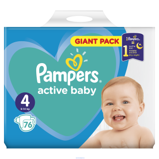 PAMPERS ACTIVE BABY-DRY 4 MAXI 7-14KG GIANT PACK 76KS
