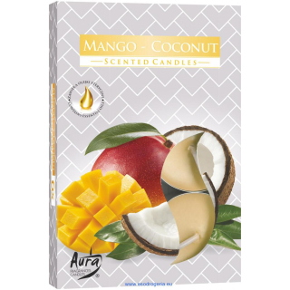 Aura vonné čajové sviečky Mango - kokos 6ks
