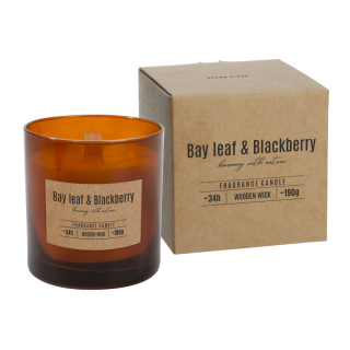 Bispol voňavá sviečka s dreveným knôtom Bay Leaf & Blackberry 190g