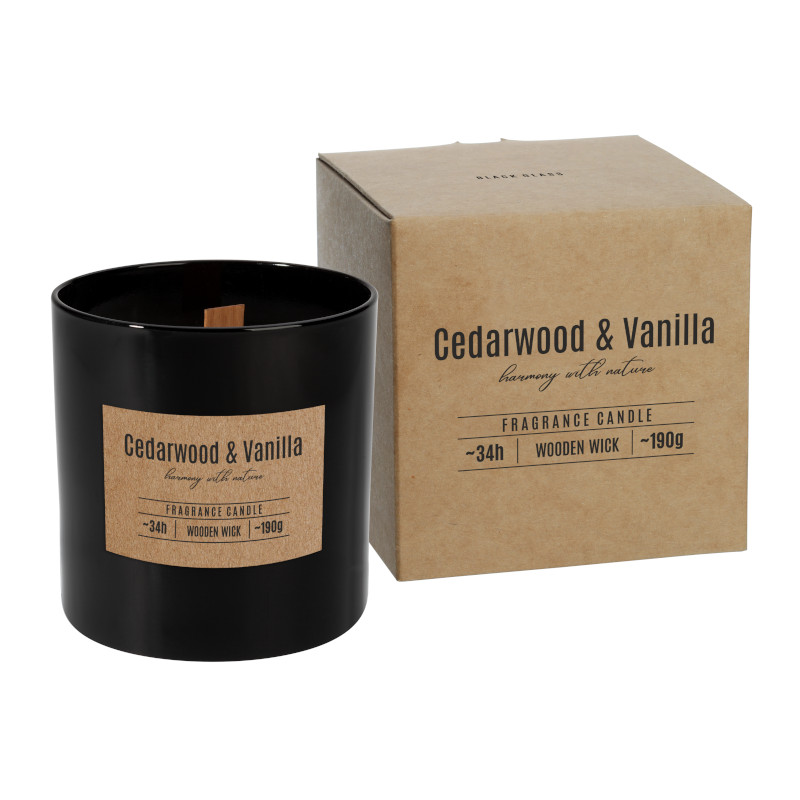 Bispol voňavá sviečka s dreveným knôtom Cedarwood & Vanilla 190g