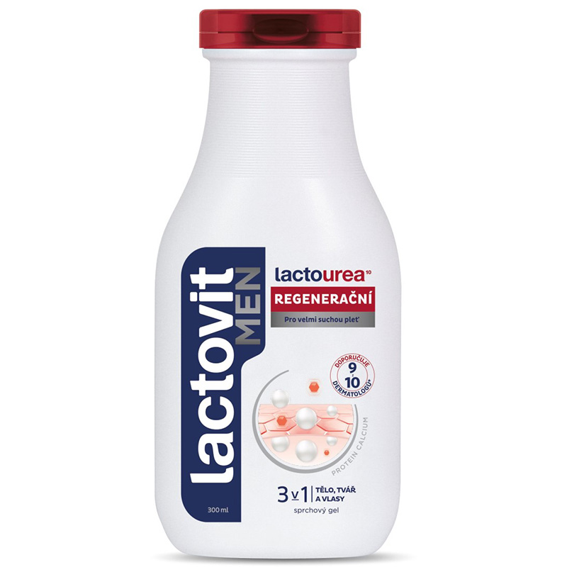 Lactovit sprchový gél Men Lactourea1° Regeneračný 3v1 300ml