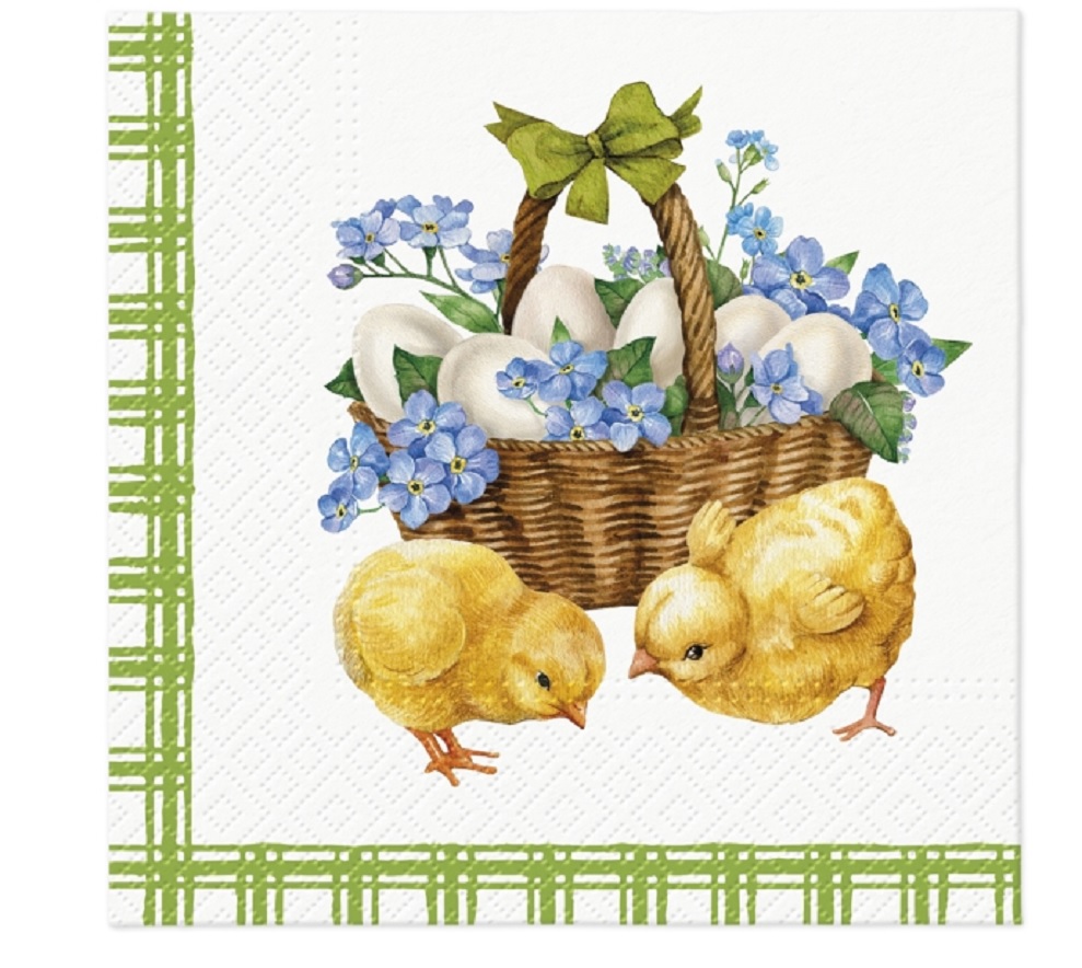 Obrúsky motív veľkonočný košík a kuriatká 33x33cm SDL135500 20ks