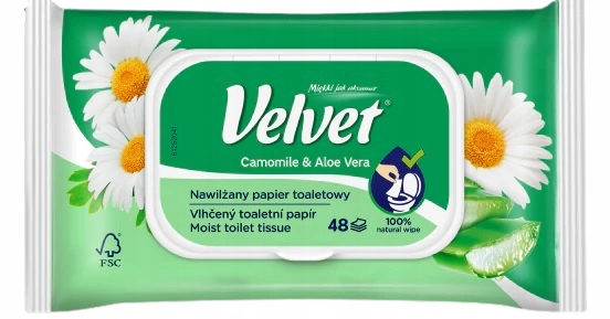 Velvet vlhčený toaletný papier Kamilka aloe vera 48ks