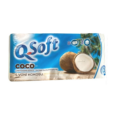 Q Soft 3-vrstvový toaletný papier s vôňou kokosu 8ks