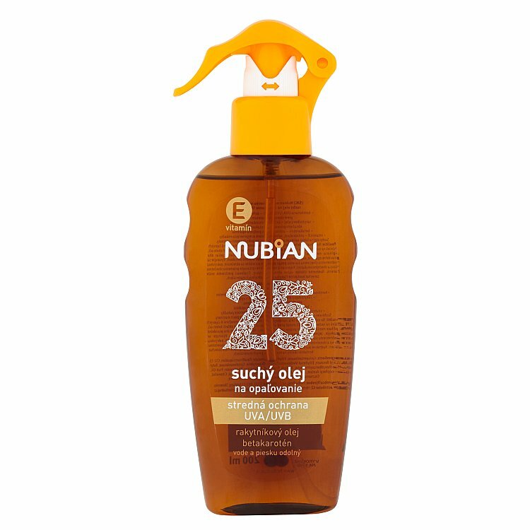 Nubian suchý olej na opaľovanie stredná ochrana SPF25 200ml